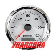 GPS-спидометр аналоговый 0-120 км/ч, белый циферблат, нержавеющий ободок, выносная антенна, д. 85 мм, Marine Rocket (упаковка из 30 шт.)