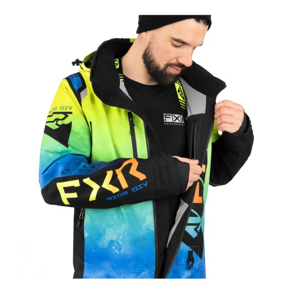 Комбинезон FXR Helium без утеплителя Blue-Hi Vis Fade/Inferno, S Комбинезон FXR Helium без утеплителя Blue-Hi Vis Fade/Inferno, S