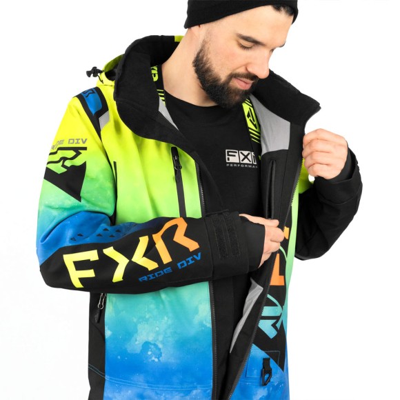 Комбинезон FXR Helium без утеплителя Blue-Hi Vis Fade/Inferno, S