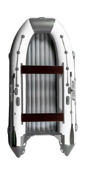 Надувная лодка ПВХ, RiverBoats RB 390 НДНД, серо-белый