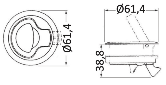 Ручка для люка врезная, утапливаемая, белая