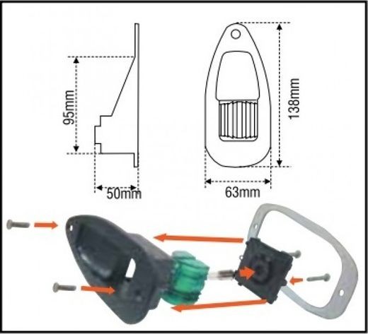 Огонь ходовой зеленый 138х63х50 мм, хромированный корпус Огонь ходовой зеленый 138х63х50 мм, хромированный корпус
