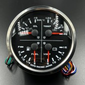 Прибор многофункциональный аналоговый 4в1 (д.110мм; черный, хромированный ободок) (DEPO)