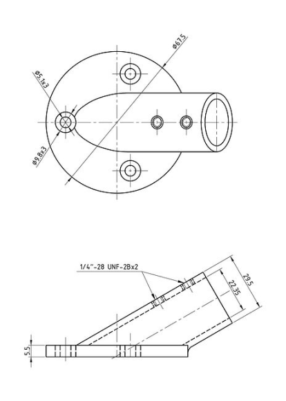Основание стойки леера 7/8" (22 мм), 30 град, круглое