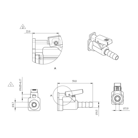 Коннектор на топливный бак Skipper для Yamaha "мама", 8 мм Коннектор на топливный бак Skipper для Yamaha "мама", 8 мм