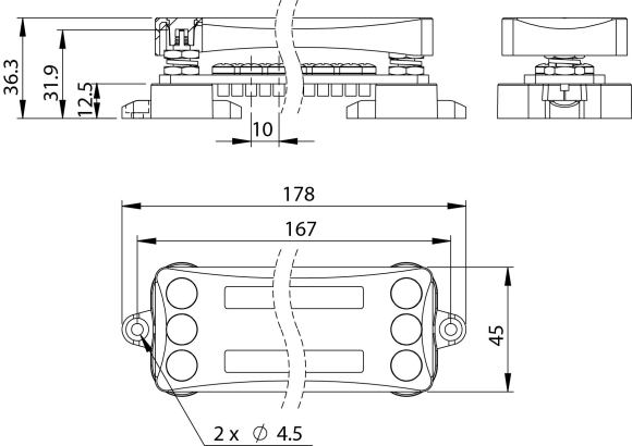 Колодка распределительная электромонтажная с защитной крышкой, 22 контакта