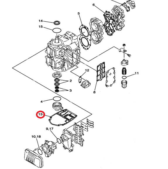Прокладка под блок Yamaha 40X (PREMARINE)
