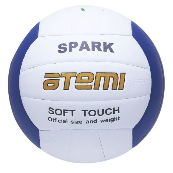 Мяч волейбольный Atemi SPARK, синтетическая кожа Microfiber, бел/син, 18 п, клееный, окруж 65-67