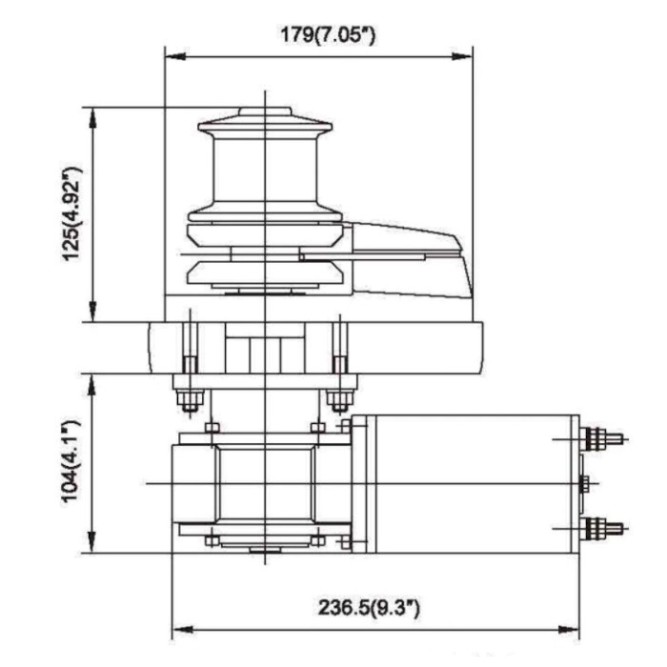 Лебедка якорная серии-C Heavy Duty Style (c барабаном) 600Вт, 12В, цепь 6 мм/веревка 12 мм
