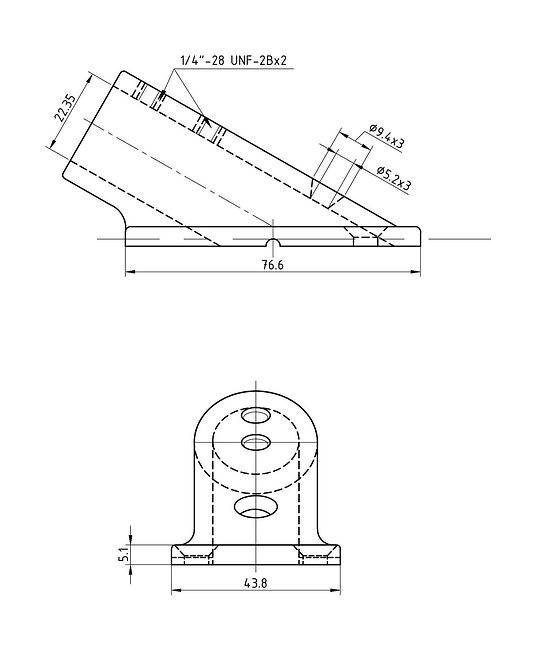 Основание стойки леера 7/8" (22,2 мм), 30 град, прямоугольное