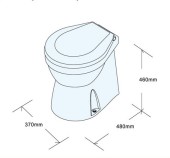 Унитаз судовой керамический 460х480, с электр.помпой 24В, плавное опускание крышки