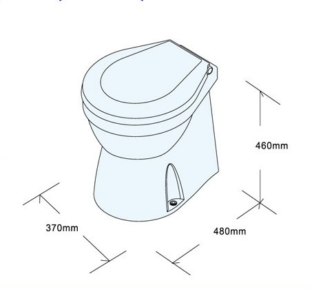 Унитаз судовой керамический 460х480, с электр.помпой 24В, плавное опускание крышки