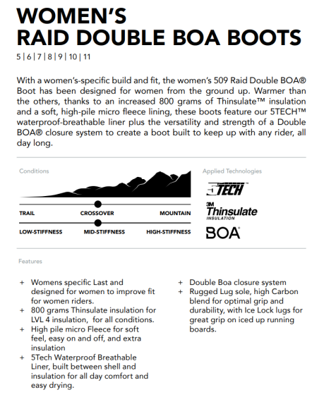Ботинки 509 Raid Double Boa с утеплителем Emerald, 8 Ботинки 509 Raid Double Boa с утеплителем Emerald, 8