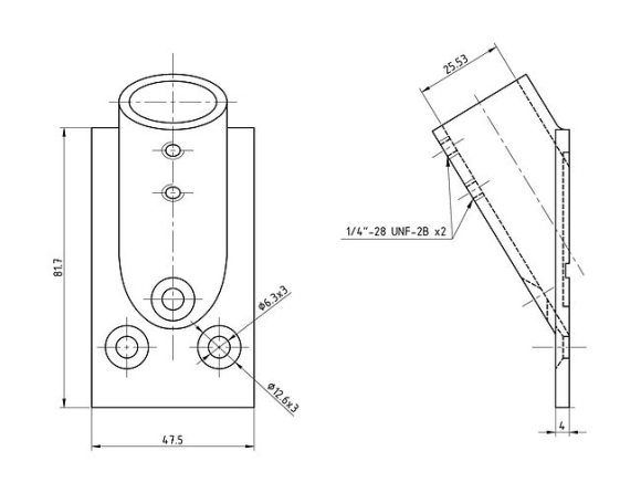 Основание стойки леера 1"(25,4 мм), 30 град, прямоугольное