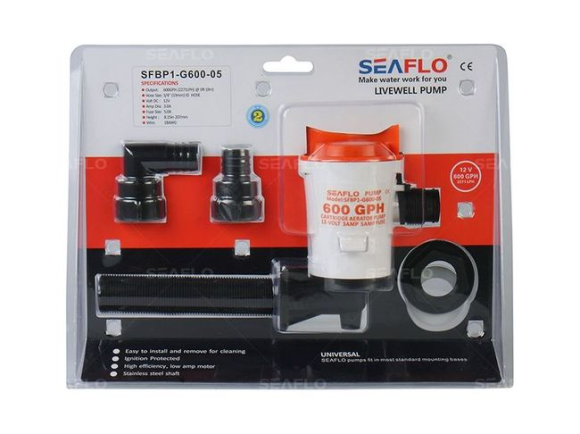 Аэратор горизонтальный 12 В, 600 GPH ( 2271, 2 л/час), SeaFlo