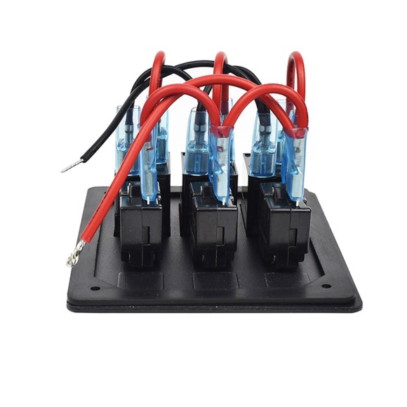 Панель бортового питания Skipper с кулисными переключателями переключателей - 3, с индикацией, автоматов - 3, алюминиевая