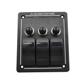 Панель бортового питания Skipper с кулисными переключателями переключателей - 3, с индикацией, автоматов - 3, алюминиевая