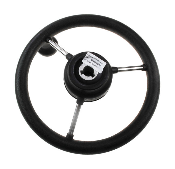 Рулевое колесо LIPARI обод черный, спицы серебряные д. 280 мм со спинером