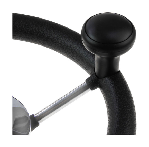 Рулевое колесо LIPARI обод черный, спицы серебряные д. 280 мм со спинером