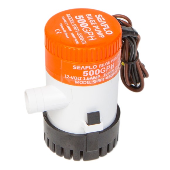 Помпа водооткачивающая SeaFlo трюмная, 12V 500 галлон/час, патрубок 19 мм Помпа водооткачивающая SeaFlo трюмная, 12V 500 галлон/час, патрубок 19 мм