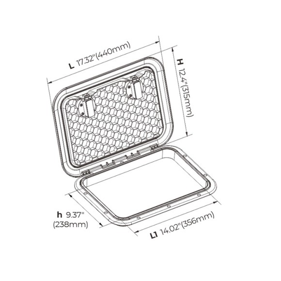 Крышка рундука SEAFLO 315x440 мм с замком, черный пластик