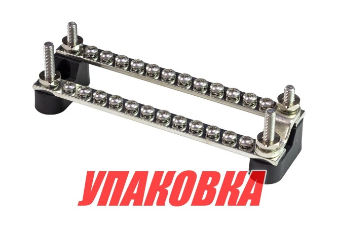 Колодка распределительная электромонтажная с защитной крышкой, 2 планки по 12 контактов (упаковка из 5 шт.)