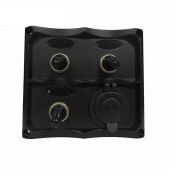 Панель бортового питания Skipper с тумблерами переключателей - 3, с индикацией, гнёзд предохранителей - 2, прикуриватель Панель бортового питания Skipper с тумблерами переключателей - 3, с индикацией, гнёзд предохранителей - 2, прикуриватель