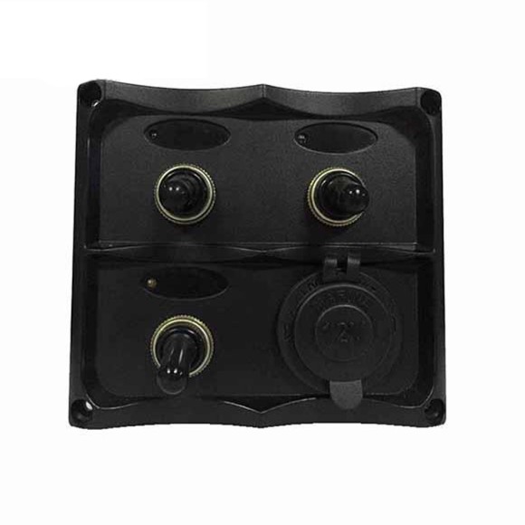 Панель бортового питания Skipper с тумблерами переключателей - 3, с индикацией, гнёзд предохранителей - 2, прикуриватель