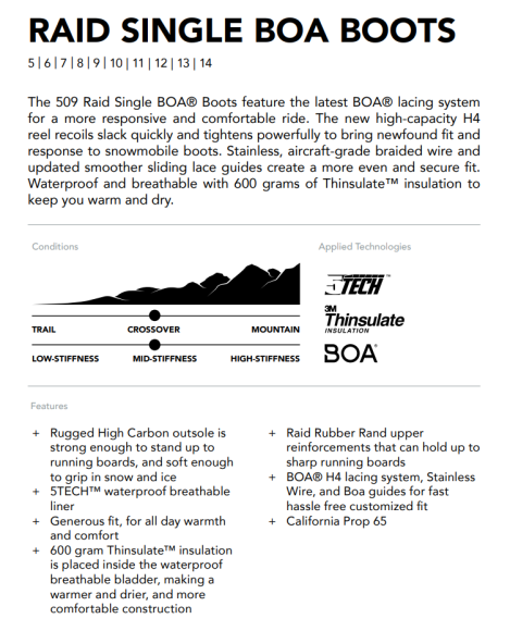 Ботинки 509 Raid Single Boa с утеплителем Black Ops, 12
