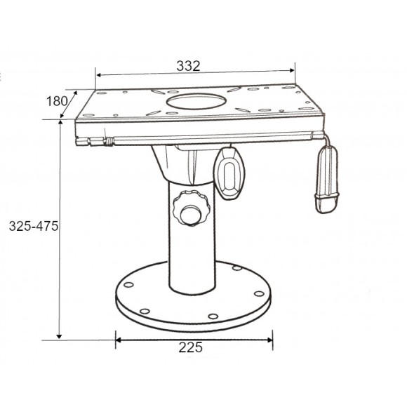 Стойка для сидений 325-457мм c переходником, алюминий Стойка для сидений 325-457мм c переходником, алюминий