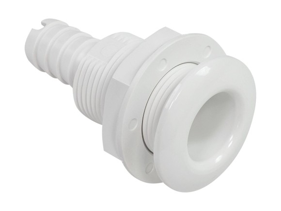 Разъем водосброса с обратным клапаном под шланг 19 мм, белый Разъем водосброса с обратным клапаном под шланг 19 мм, белый