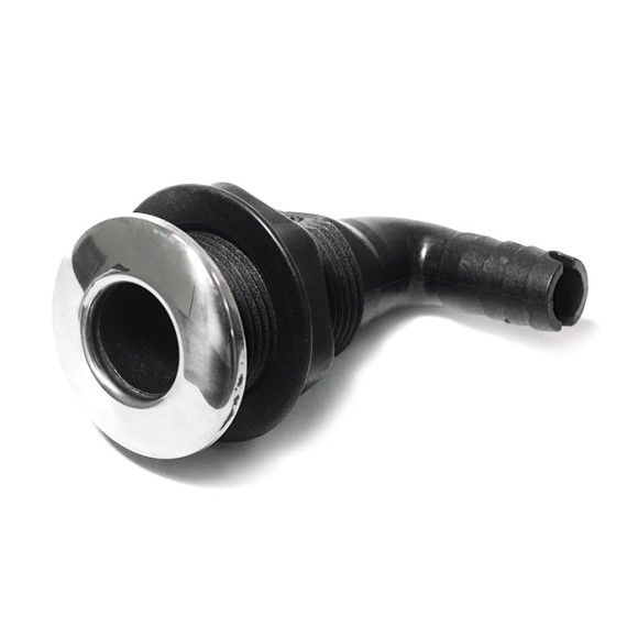 Стакан дренажный угловой SUNFINE 16мм с нержавеющей накладкой, основание пластик