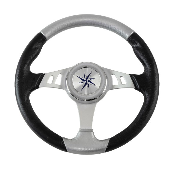 Рулевое колесо SKIPPER обод черносеребристый, спицы серебряные д. 350 мм