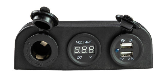 Панель с USB-разъемом 5в 2.1А, прикуривателем и вольтметром Панель с USB-разъемом 5в 2.1А, прикуривателем и вольтметром