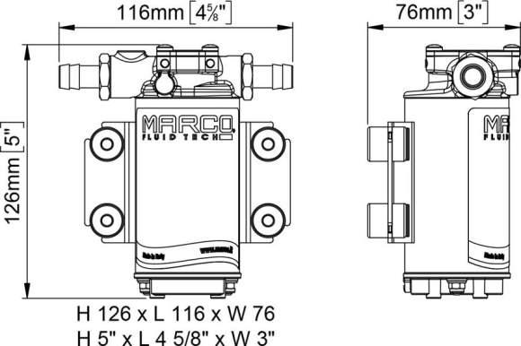 Помпа водоподающая шестеренчатая Marco UP2-P, 12 В, 10 л/мин, 22 PSI (1.5 бар) Помпа водоподающая шестеренчатая Marco UP2-P, 12 В, 10 л/мин, 22 PSI (1.5 бар)