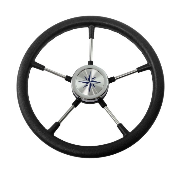 Рулевое колесо RIVA RSL обод черный, спицы серебряные д. 360 мм (упаковка из 5 шт.)