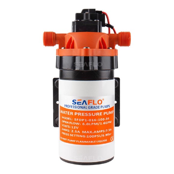 Помпа водоподающая SeaFlo мембранная, 12V 6 л/мин, 6.9 BAR Помпа водоподающая SeaFlo мембранная, 12V 6 л/мин, 6.9 BAR