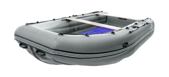 Надувная лодка ПВХ, Шерпа 430 JET, разъемный транец, фартук носовой,  серый