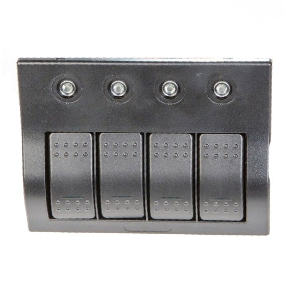 Панель бортового питания Skipper с кулисными переключателями переключателей - 4, с индикацией, автоматов - 4