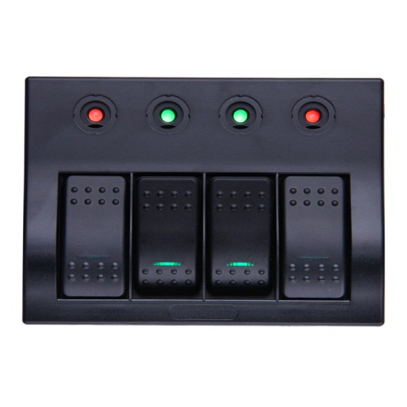 Панель бортового питания Skipper с кулисными переключателями переключателей - 4, с индикацией, автоматов - 4