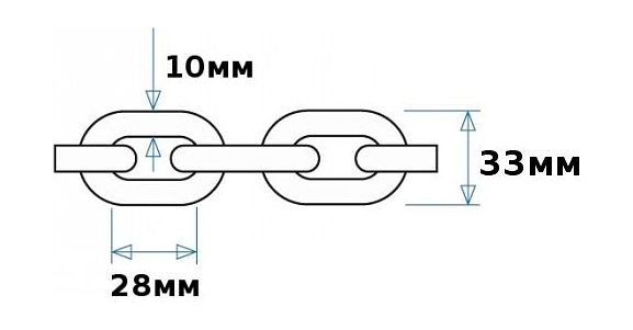 Цепь якорная оцинкованная 10 мм, DIN766