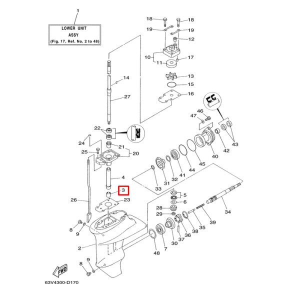 Подшипник торсионного вала игольчатый Yamaha 9.9-15, F8-20 (NSK JAPAN) (YUELANG)
