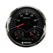 Прибор многофункциональный 4 в 1, черный циферблат, нержавеющий ободок, д. 110 мм, Marine Rocket Прибор многофункциональный 4 в 1, черный циферблат, нержавеющий ободок, д. 110 мм, Marine Rocket