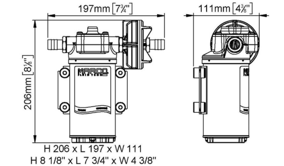 Помпа водоподающая шестеренчатая Marco UP6-P, 12 В, 26 л/мин, 29 PSI (2 бар) Помпа водоподающая шестеренчатая Marco UP6-P, 12 В, 26 л/мин, 29 PSI (2 бар)