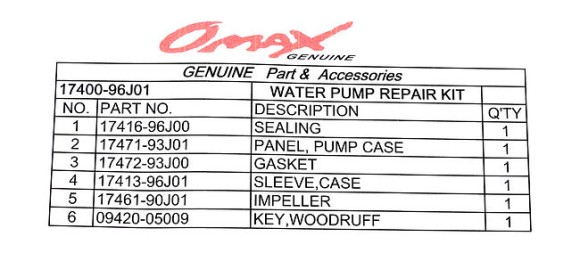 Ремкомплект помпы Suzuki DF150/175, Omax