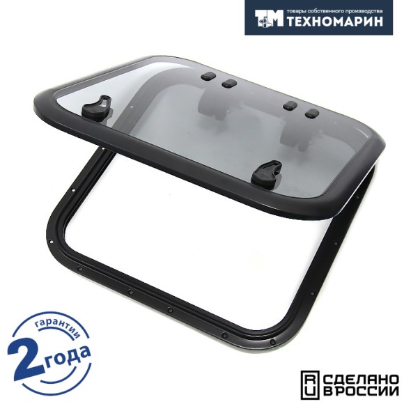 Люк палубный распашной Альбатрос 700x700 (черное исполнение)