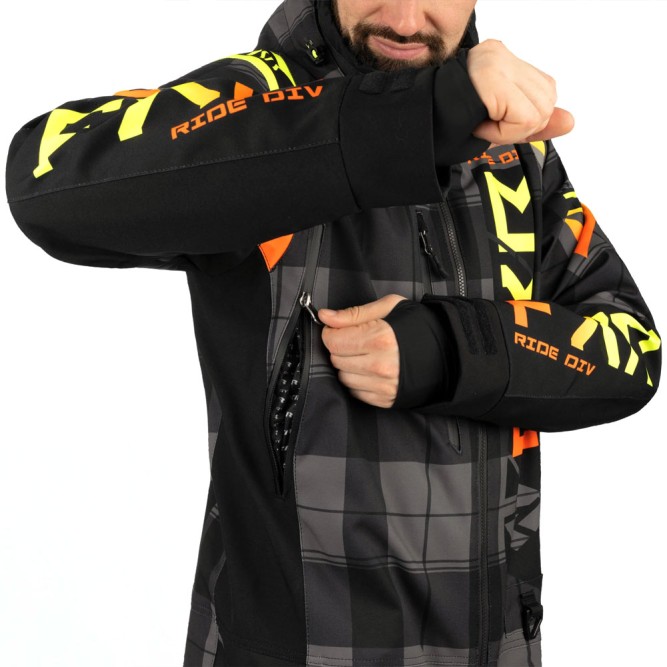 Комбинезон FXR Helium с утеплителем Black/Plaid/Inferno, XL