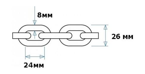 Цепь якорная нержавеющая 8 мм, DIN766