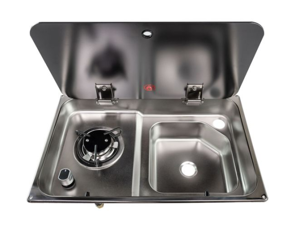 Плита газовая с мойкой, стеклянная крышка, Marine Rocket