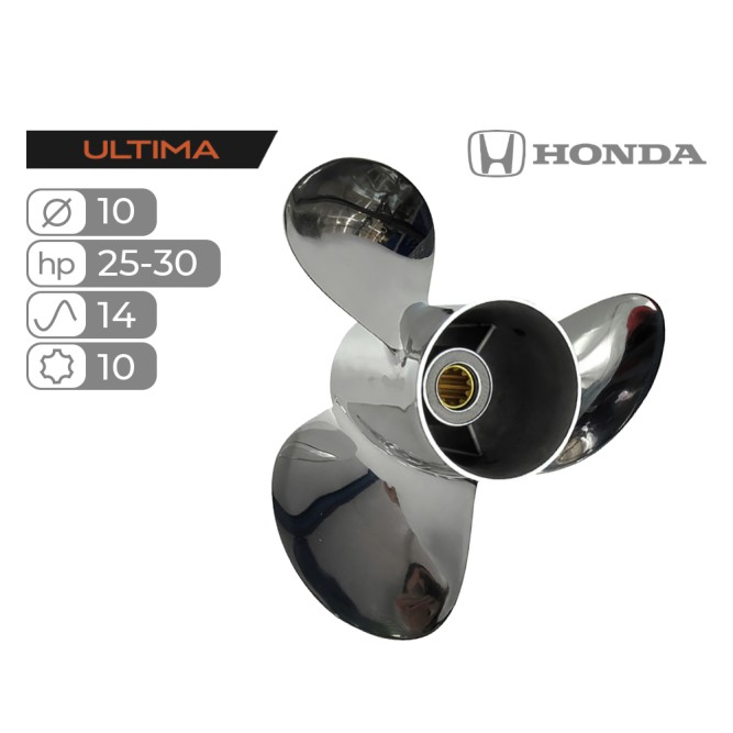 Винт гребной Skipper Ultima для Honda 25-30HP нержавеющий, диаметр 10", шаг 14"